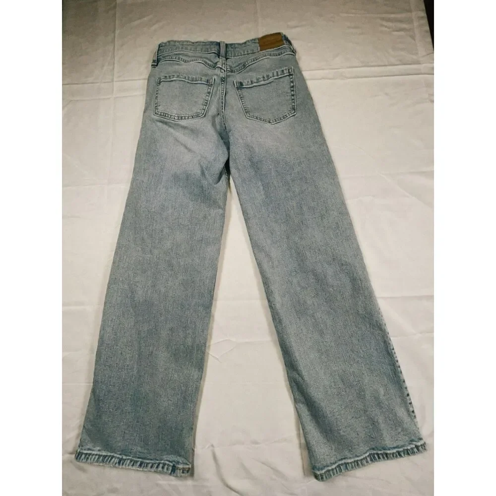 Abercrombie Kids High Rise Wide Leg Jeans Girls Size 13/14 Regular Light Wash